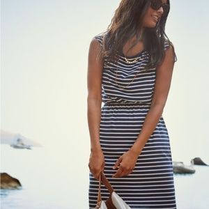 Boden navy/white stripe dress sz 8R striped knee